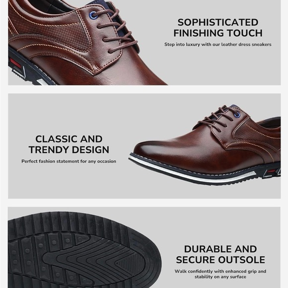 Men's Business casual Dress Shoes Comfortable Oxford Superior Flexural Leather - Picture 3 of 10